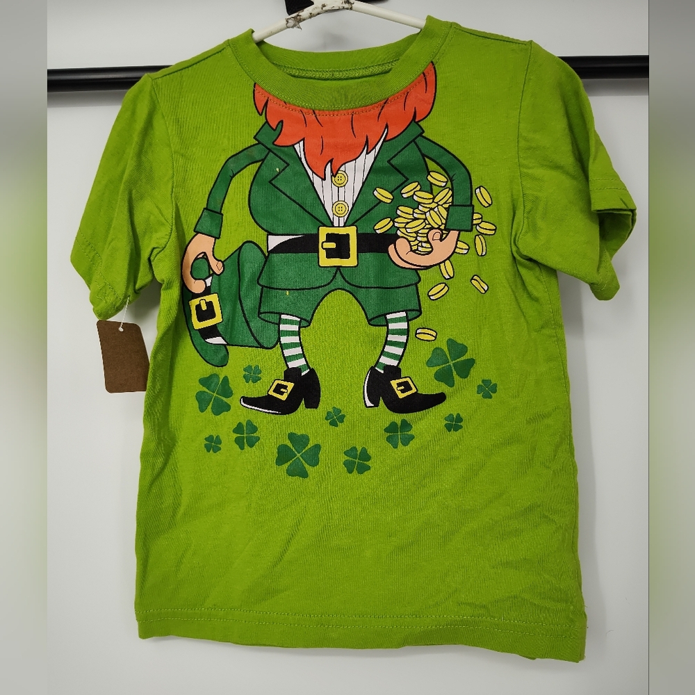 The Children's Place Kid's Bright Leprechaun Graphic Green Tee Size 3T